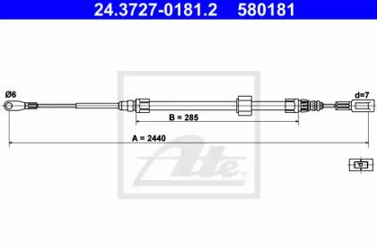 Трос ручника на Volkswagen LT  ATE 24.3727-0181.2.