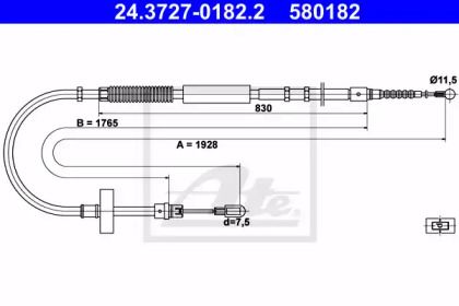 Трос ручника на Audi A4 B7 ATE 24.3727-0182.2.