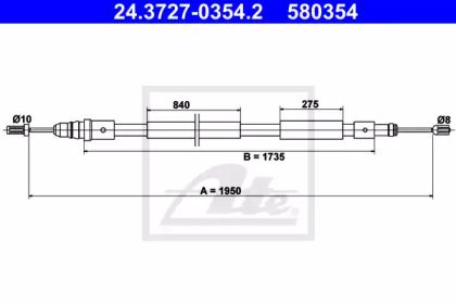 Трос ручного гальма ATE 24.3727-0354.2.