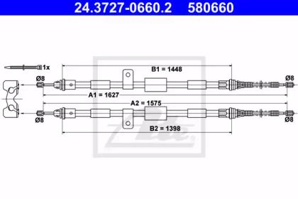 Трос ручника на Ford KA  ATE 24.3727-0660.2.