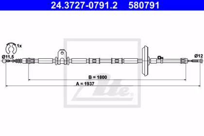 Трос ручного гальма на Opel Insignia  ATE 24.3727-0791.2.