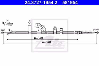 Трос ручного гальма на Тайота Урбан Крузер  ATE 24.3727-1954.2.