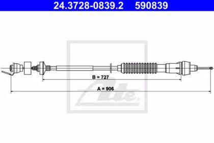 Трос сцепления на Citroen Xsara  ATE 24.3728-0839.2.