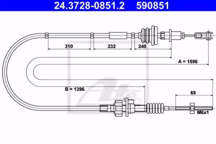Трос сцепления на Citroen C1  ATE 24.3728-0851.2.