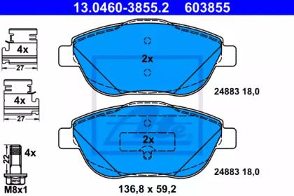 Гальмівні колодки на Citroen DS3  ATE 13.0460-3855.2.