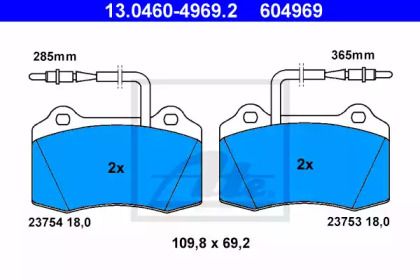 Гальмівні колодки на Peugeot 406  ATE 13.0460-4969.2.