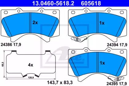 Гальмівні колодки на Toyota Land Cruiser Prado  ATE 13.0460-5618.2.
