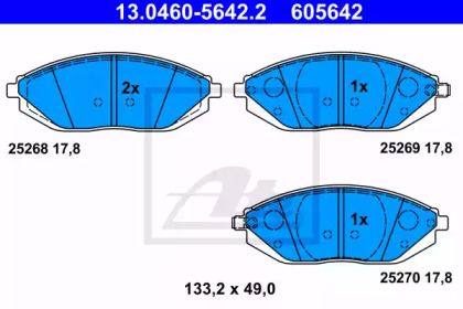 Гальмівні колодки на Chevrolet Spark  ATE 13.0460-5642.2.