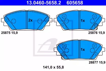 Гальмівні колодки на Mazda 3 BM ATE 13.0460-5658.2.