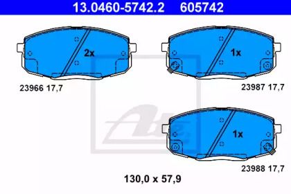 Тормозные колодки на Hyundai I30  ATE 13.0460-5742.2.