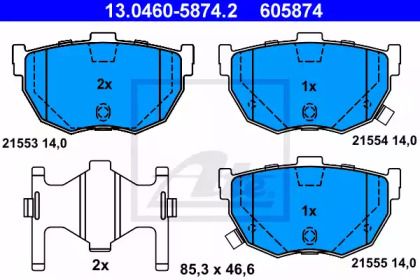 Тормозные колодки на Hyundai Tiburon  ATE 13.0460-5874.2.