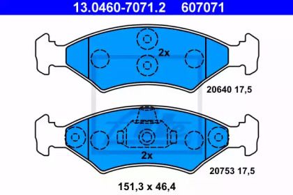 Тормозные колодки на Ford Sierra  ATE 13.0460-7071.2.