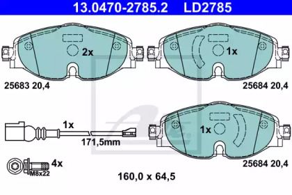 Гальмівні колодки на Volkswagen Passat B8 ATE 13.0470-2785.2.
