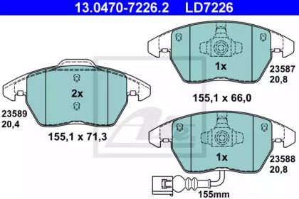 Тормозные колодки на Audi TT  ATE 13.0470-7226.2.