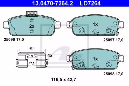 Тормозные колодки на Chevrolet Orlando  ATE 13.0470-7264.2.