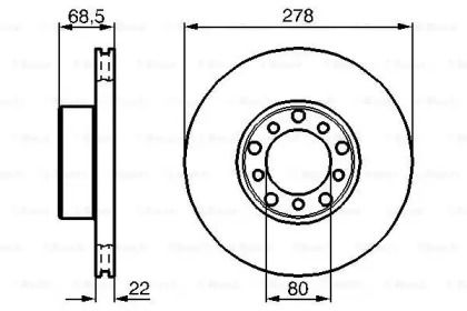 Вентильований гальмівний диск на Mercedes-Benz SL  Bosch 0 986 478 061.