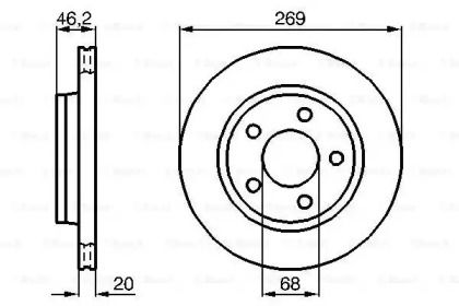 Вентилируемый тормозной диск на Audi 200  Bosch 0 986 478 316.