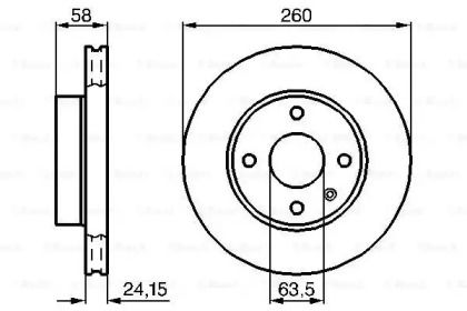 Вентилируемый тормозной диск на Форд Ескорт  Bosch 0 986 478 346.