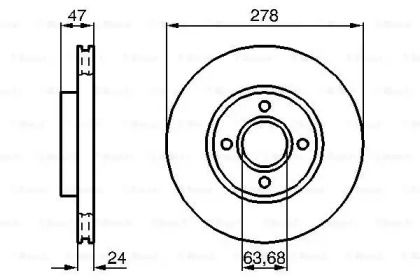 Вентилируемый тормозной диск на Ford Mondeo 2 Bosch 0 986 478 427.