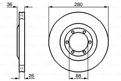 Вентилируемый тормозной диск на Isuzu Trooper  Bosch 0 986 478 437.