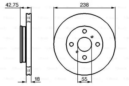 Вентилируемый тормозной диск на Toyota Tercel  Bosch 0 986 478 438.