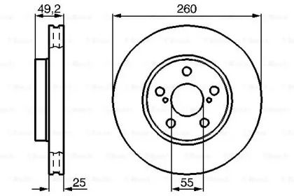 Вентилируемый тормозной диск на Тайота Авенсис  Bosch 0 986 478 451.