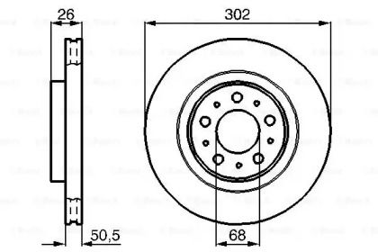 Вентильований гальмівний диск на Volvo S70  Bosch 0 986 478 454.