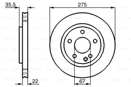 Вентилируемый тормозной диск на Мерседес W168 Bosch 0 986 478 474.