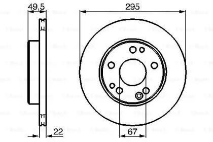 Вентильований гальмівний диск на Мерседес W124 Bosch 0 986 478 525.
