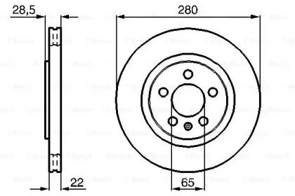 Вентилируемый тормозной диск на Фольксваген Пассат Б3, Б4 Bosch 0 986 478 542.