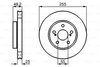 Вентилируемый тормозной диск на Тайота Карина  Bosch 0 986 478 584.