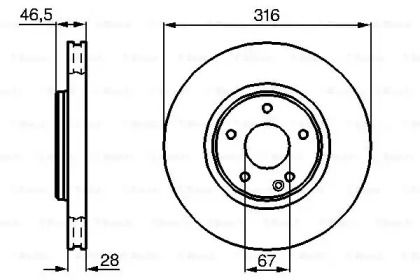 Вентилируемый тормозной диск на Мерседес ЦЛК  Bosch 0 986 478 625.