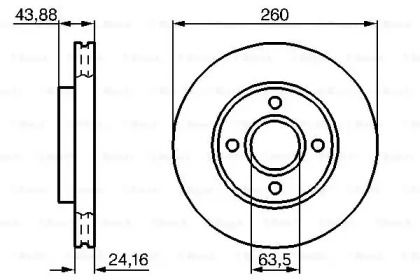 Вентильований гальмівний диск на Форд Ескорт  Bosch 0 986 478 671.