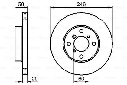 Вентилируемый тормозной диск на Suzuki Baleno  Bosch 0 986 478 841.