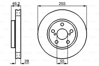 Вентилируемый тормозной диск на Тайота Карина  Bosch 0 986 478 858.
