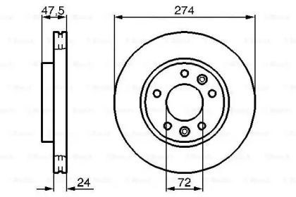 Вентилируемый тормозной диск на Киа Карнивал  Bosch 0 986 479 013.