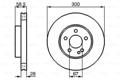 Вентилируемый тормозной диск на Mercedes-Benz V-Class  Bosch 0 986 479 C50.
