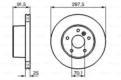 Вентилируемый тормозной диск на Land Rover Discovery  Bosch 0 986 479 146.