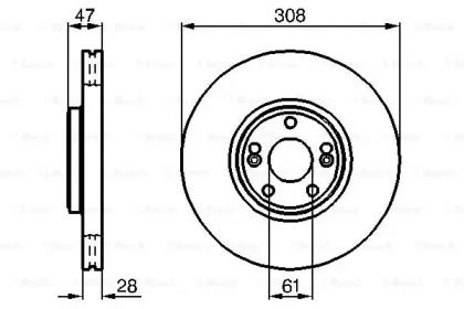 Вентилируемый тормозной диск на Рено Лагуна 2 Bosch 0 986 479 198.