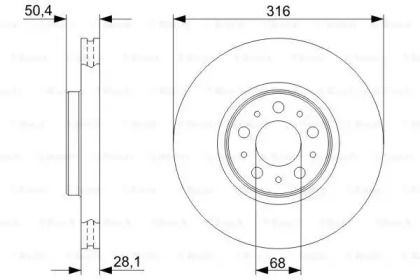 Вентилируемый тормозной диск на Вольво ХС90  Bosch 0 986 479 C85.
