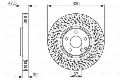 Вентильований гальмівний диск на Mercedes-Benz E-Class  Bosch 0 986 479 334.