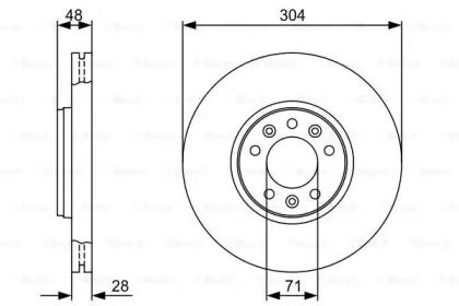 Вентилируемый тормозной диск на Пежо Експерт  Bosch 0 986 479 C53.