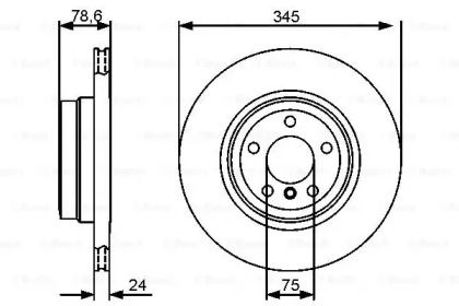 Вентилируемый тормозной диск на БМВ Х6  Bosch 0 986 479 443.