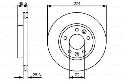 Вентилируемый тормозной диск на Kia Carnival  Bosch 0 986 479 444.