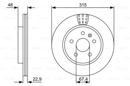Вентилируемый тормозной диск на SAAB 9-5  Bosch 0 986 479 C71.