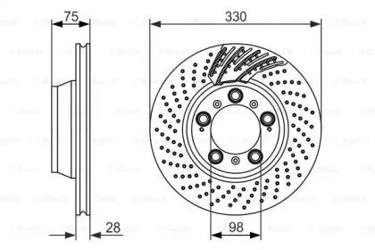 Вентилируемый тормозной диск на Porsche Panamera  Bosch 0 986 479 581.