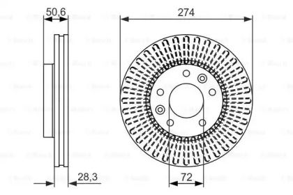 Вентилируемый тормозной диск на Киа Карнивал  Bosch 0 986 479 599.