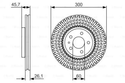 Вентильований гальмівний диск на Шевроле Тракс  Bosch 0 986 479 666.