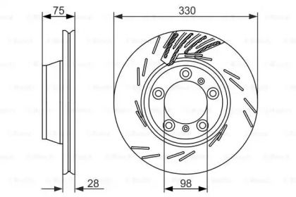 Вентильований гальмівний диск на Porsche Panamera  Bosch 0 986 479 733.