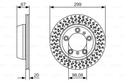Вентильований гальмівний диск на Porsche Boxster  Bosch 0 986 479 A09.